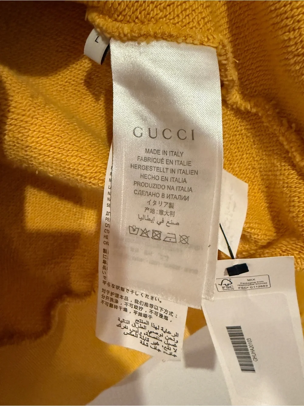 Gucci Yellow Hoodie with Embroidered Bear and Red Text
